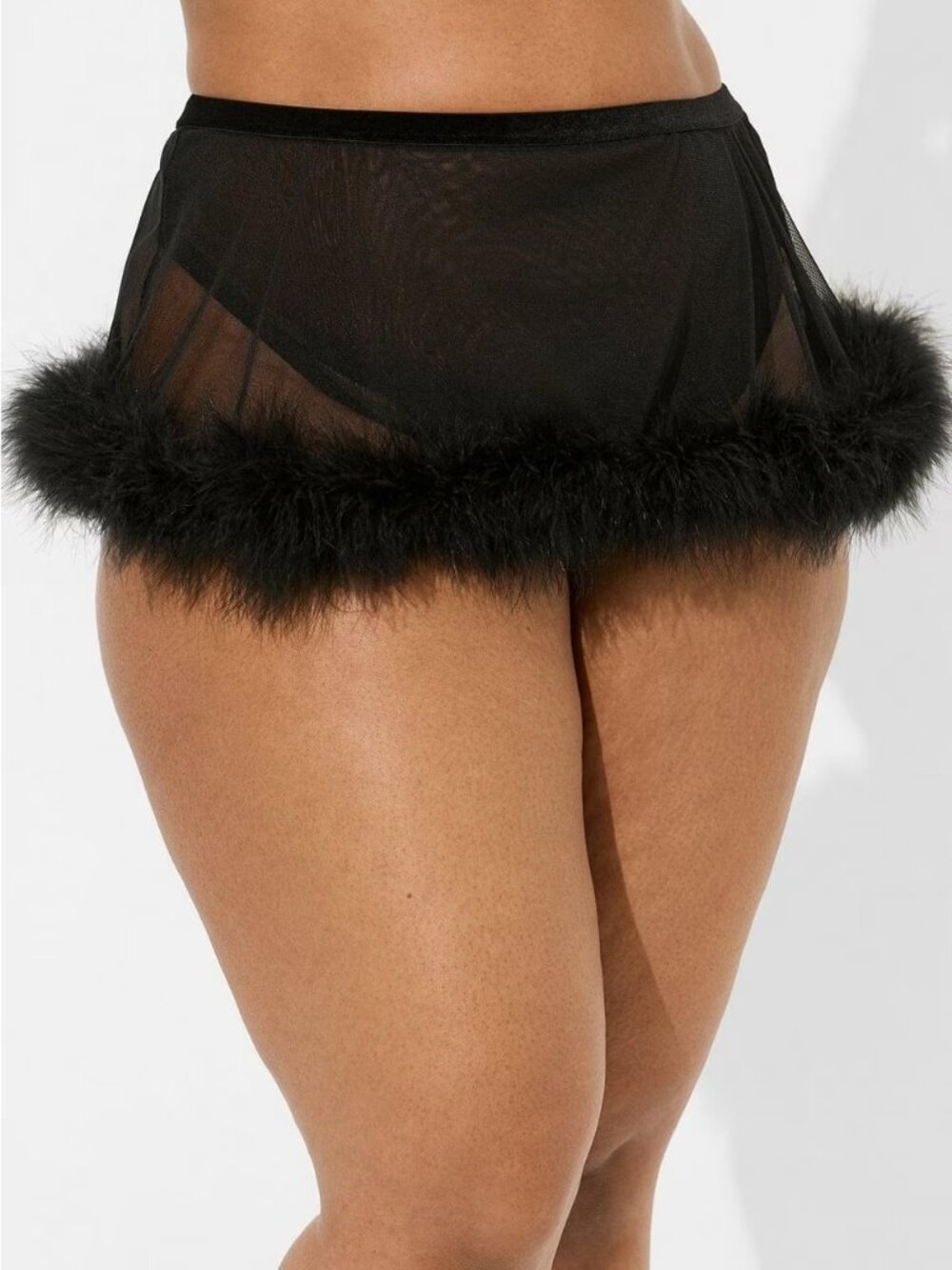 Marabou Apron Skirt (Black, Size 3)